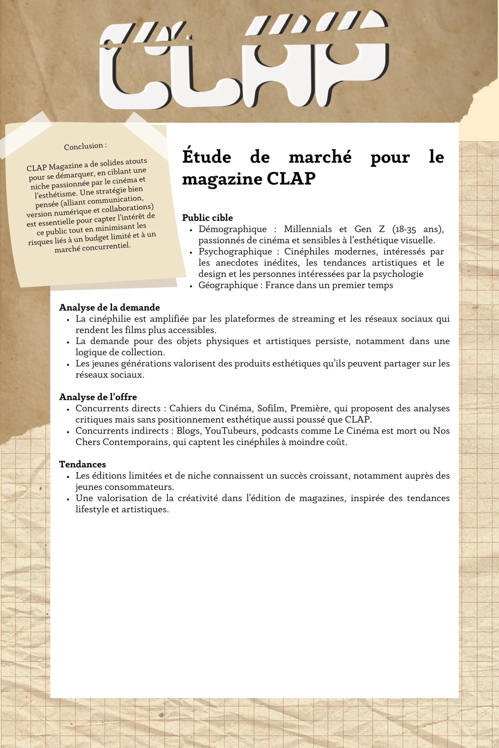 CLAP magazine étude de marché